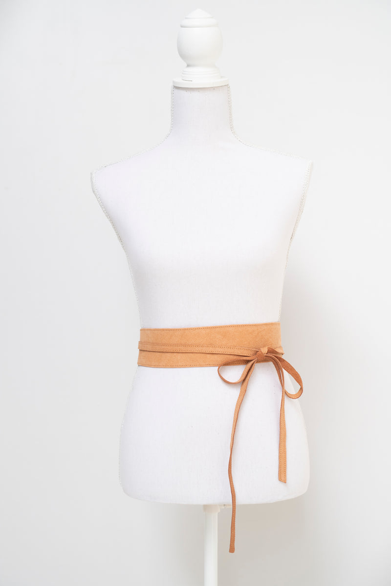 Wrap around waist belt - camel leather - tan